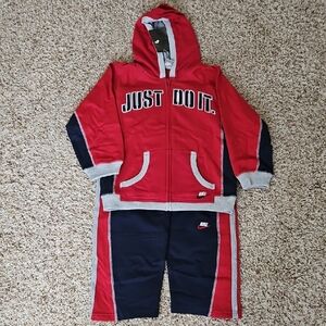 Nike Red and Navy Hoodie Set Kids Size 6
